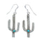 Native American Sterling Silver Turquoise Cactus Hook Dangle Earrings AX129505